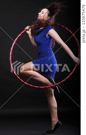 Dance hoop Beautiful woman in blue 135675478