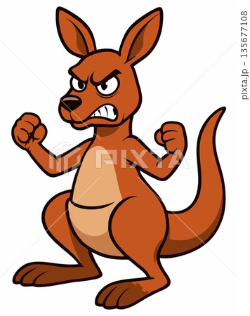 Angry Kangaroo Cartoon Character Illustration 135677108