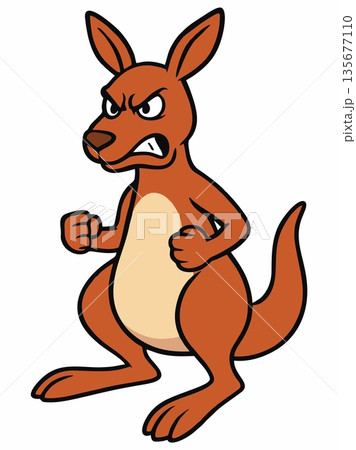 Angry Kangaroo Cartoon Character Illustration 135677110