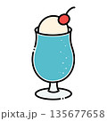 青いクリームソーダのイラスト 135677658