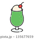 緑のクリームソーダのイラスト 135677659