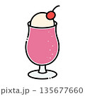 ピンクのクリームソーダのイラスト 135677660