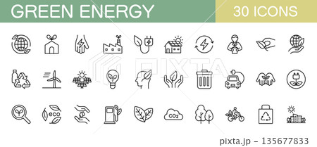グリーンエネルギー・エコロジーに関するアイコンセット グリーンエネルギー・エコロジーに関するアイコンセット 135677833
