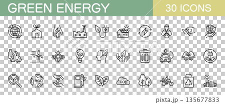 Green energy and ecology icon set 135677833