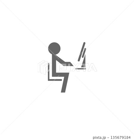 icon sticker realistic design on computer man 135679184