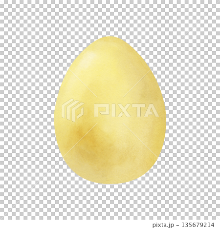 Yellow Easter egg, isolated on a white background. Watercolor illustration hand drawn with watercolors. Suitable for holiday decoration, spring cards, invitations, packaging design, posters Yellow Easter egg, isolated on a white background. Watercolor illustration hand drawn with watercolors. Suitable for holiday decoration, spring cards, invitations, packaging design, posters 135679214
