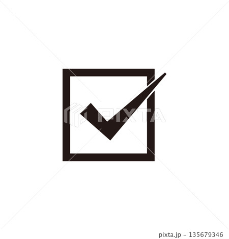 シンプルなチェックマークボックスのアイコン 黒 シンプルなチェックマークボックスのアイコン 黒 135679346