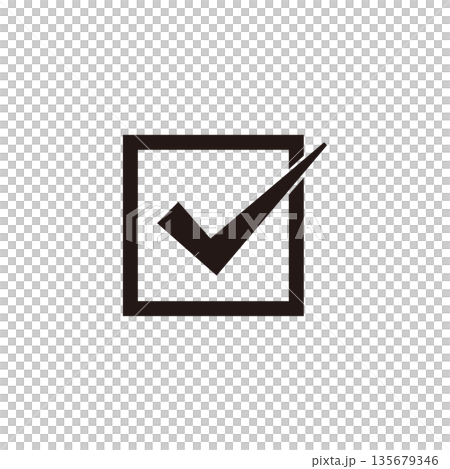 シンプルなチェックマークボックスのアイコン 黒 シンプルなチェックマークボックスのアイコン 黒 135679346
