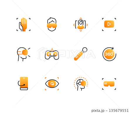Virtual reality - line design style icons setのイラスト素材 [135679551] - PIXTA