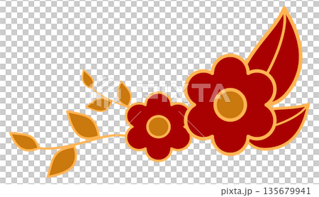 Traditional Chinese Red Flowers with Golden Leaves Illustration for Lunar New Year Decoration Traditional Chinese Red Flowers with Golden Leaves Illustration for Lunar New Year Decoration 135679941
