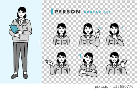 Work clothes female avatar set 135680770