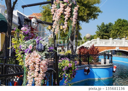 Little Venice in Thailand.The streets of old Venice in flowers. 135681136