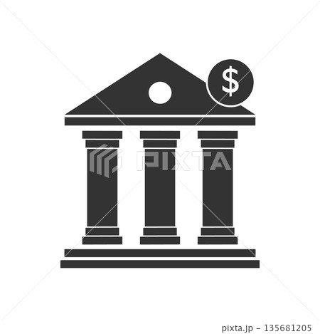 Bank Icon in flat style isolated on white background. Vector illustration. 135681205