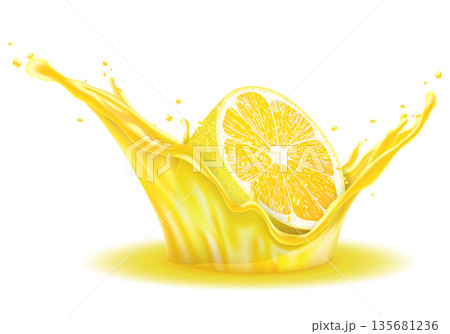 Lemon fruit juice splash realistic vector realistic Lemon fruit juice splash realistic vector realistic 135681236