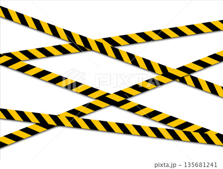 Set of warning tapes isolated on white background. Yellow with black police line and danger tape. Vector illustration. Set of warning tapes isolated on white background. Yellow with black police line and danger tape. Vector illustration. 135681241
