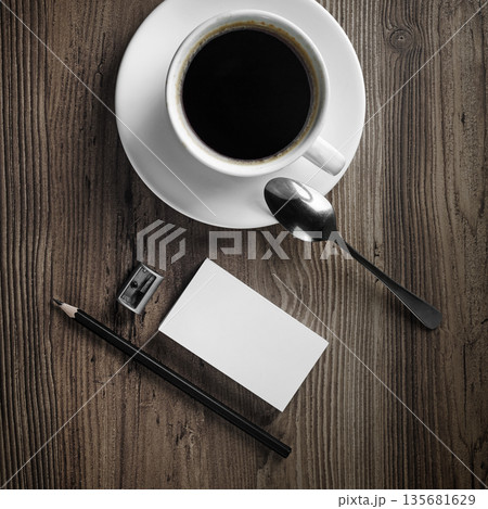 Coffee cup, bank stationery Coffee cup, bank stationery 135681629