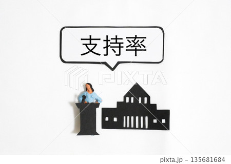 国会議事堂と内閣支持率のイメージ 国会議事堂と内閣支持率のイメージ 135681684