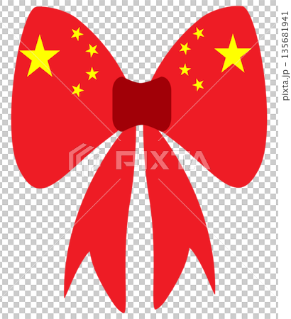 China Flag Bow Ribbon Illustration for National Day and Festive Decoration China Flag Bow Ribbon Illustration for National Day and Festive Decoration 135681941