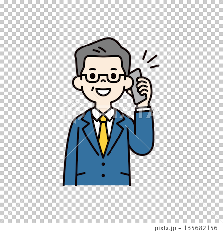 使用智慧型手機通話的中老年辦公室職員、老闆、總裁上半身向量圖 使用智慧型手機通話的中老年辦公室職員、老闆、總裁上半身向量圖 135682156