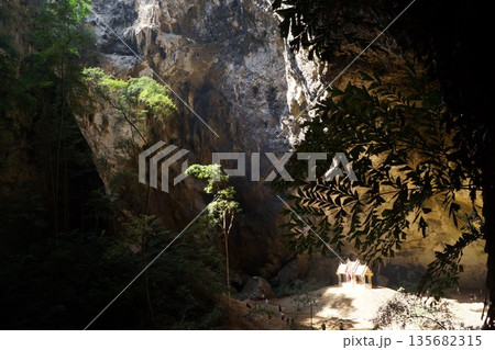 Phraya Nakhon Cave is located in Khao Sam Roi Yot National Park in Prachuap Khiri Khan Province in southern Thailand. Sunlight illuminates the cave temple.Phraya Nakhon Cave Temple. Phraya Nakhon Cave is located in Khao Sam Roi Yot National Park in Prachuap Khiri Khan Province in southern Thailand. Sunlight illuminates the cave temple.Phraya Nakhon Cave Temple. 135682315