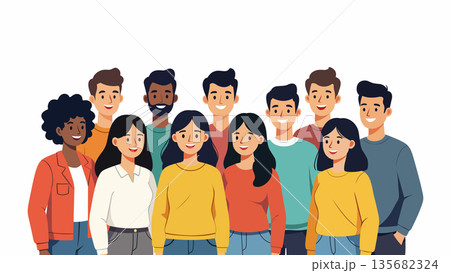 Group of smiling diverse people illustration 135682324