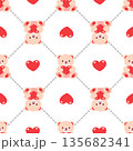 Valentine's Day seamless pattern. Seamless pattern with cute teddy bears and hearts. Vector illustration 135682341