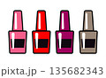 Nail polish bottles. Nail polish bottles. Nail polish icon. Pink doll aesthetic. Vector illustration. 135682343