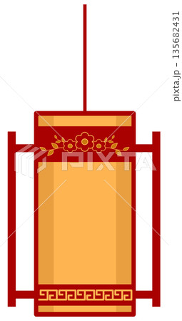 Traditional Chinese Lantern Illustration with Floral Patterns and Geometric Ornaments for Lunar New Year 135682431