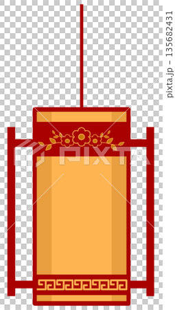Traditional Chinese Lantern Illustration with Floral Patterns and Geometric Ornaments for Lunar New Year 135682431