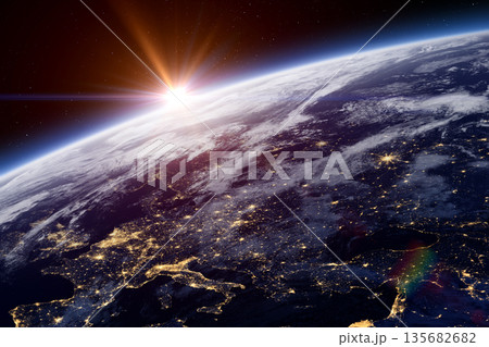 Earth. Sunset over planet Earth. Earth. Sunset over planet Earth. 135682682