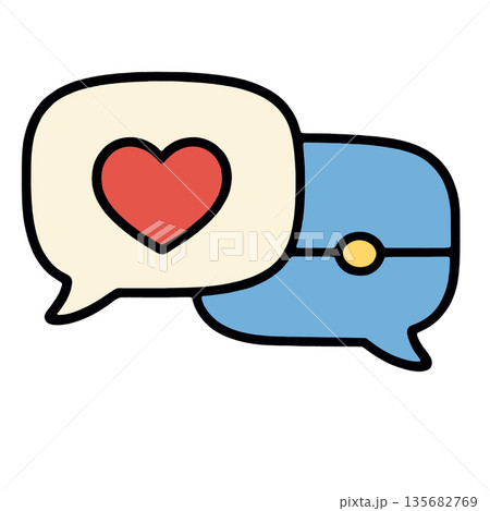 Speech bubble heart blue communication love icon simple isolated white background 135682769