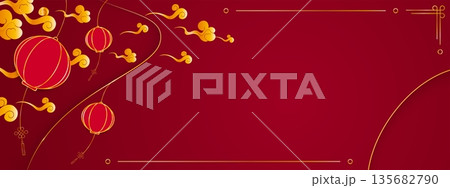 Chinese red envelope design with golden pattern 135682790