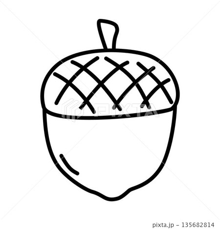 acorn Doodle Line coloring page, autumn, seed acorn Doodle Line coloring page, autumn, seed 135682814