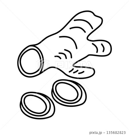 Ginger Root Outline food, cooking, coloring page 135682823
