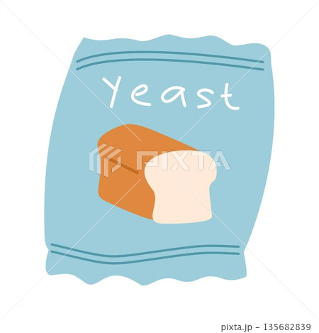 Dry Yeast Packet with Bread Icon Dry Yeast Packet with Bread Icon 135682839