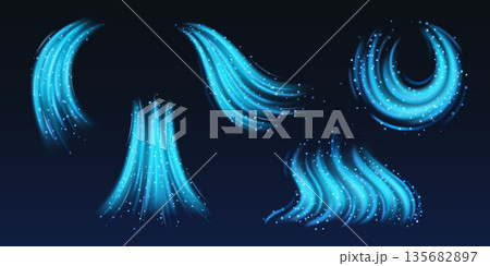 Cold airflow effects set isolated on background Cold airflow effects set isolated on background 135682897