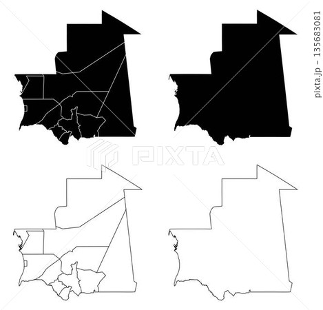 Mauritania Outline and Solid Fill Map Set. 135683081