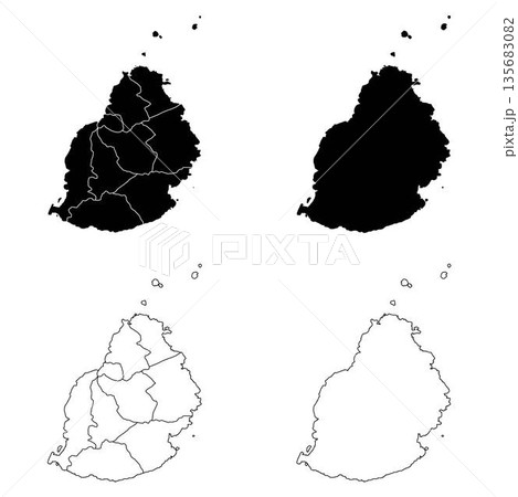 Mauritius Outline and Solid Fill Map Set. Mauritius Outline and Solid Fill Map Set. 135683082
