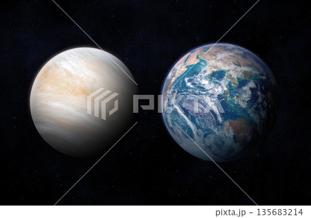 Venus and Earth. 135683214