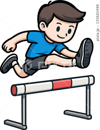 ハードルを飛び越える男性のイラスト 135683499