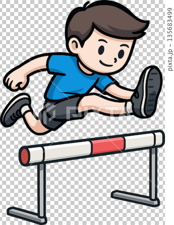 ハードルを飛び越える男性のイラスト 135683499