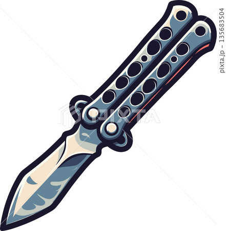 バタフライナイフのイラスト 135683504