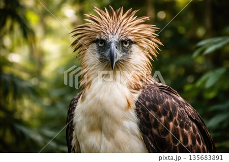 Majestic Eagle Portrait in Natural Forest Environment Majestic Eagle Portrait in Natural Forest Environment 135683891