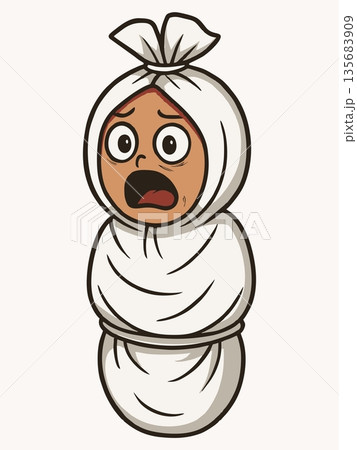 Angry Cartoon Wrapped Ghost Character 135683909
