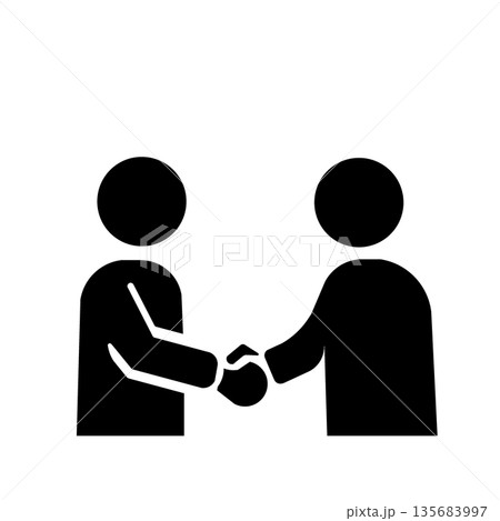 契約成立や協力関係を象徴する人物イラスト(黒) 契約成立や協力関係を象徴する人物イラスト(黒) 135683997