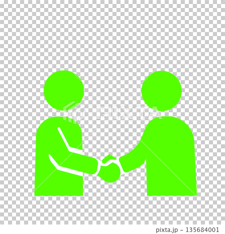 契約成立や協力関係を象徴する人物イラスト(緑) 135684001