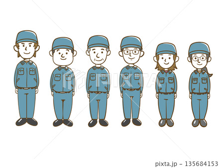 作業着を着た人達 135684153
