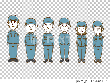 作業着を着た人達 135684153