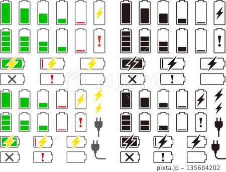 2カラーのバッテリーアイコンバラエティ 135684202