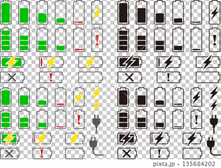 2カラーのバッテリーアイコンバラエティ 135684202